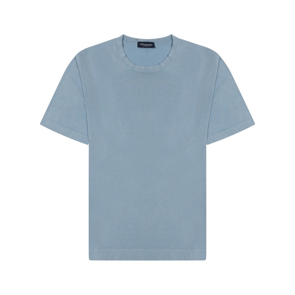 DRUMOHR Minimalist Crew Neck T-Shirt In Muted Blue